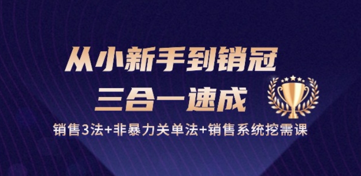从小新手到销冠 三合一速成:销售3法+非暴力关单法+销售系统挖需课 (27节)-八爪鱼资源库