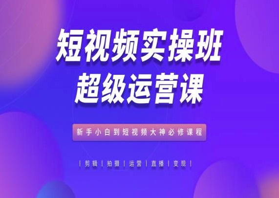短视频实操班超级运营课，新手小白到短视频大神必修课程-八爪鱼资源库