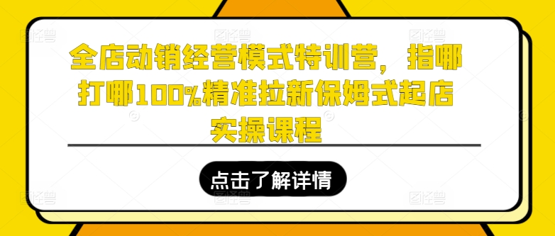 全店动销经营模式特训营，指哪打哪100%精准拉新保姆式起店实操课程-八爪鱼资源库