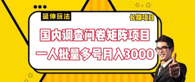 国内调查问卷矩阵项目，一人批量多号月入3000【揭秘】-八爪鱼资源库