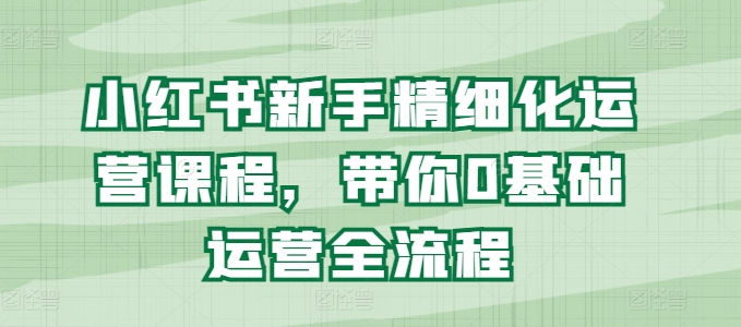 小红书新手精细化运营课程，带你0基础运营全流程-八爪鱼资源库