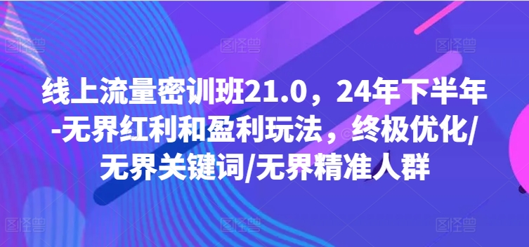 线上流量密训班21.0，24年下半年-无界红利和盈利玩法，终极优化/无界关键词/无界精准人群-八爪鱼资源库