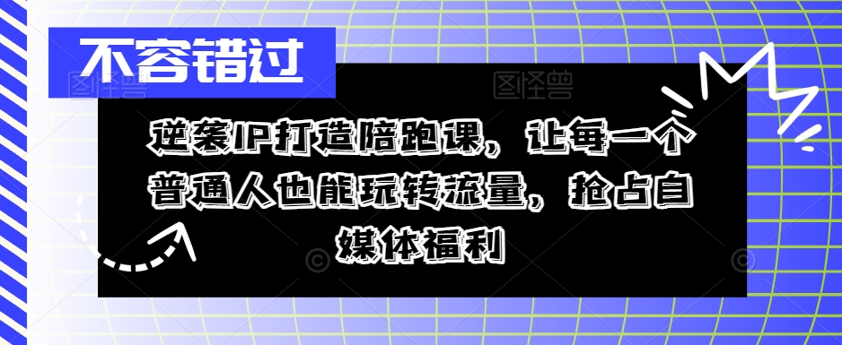 逆袭IP打造陪跑课，让每一个普通人也能玩转流量，抢占自媒体福利-八爪鱼资源库
