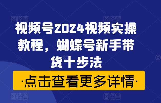 视频号2024视频实操教程，蝴蝶号新手带货十步法-八爪鱼资源库