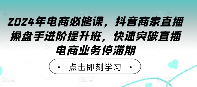 2024年电商必修课，抖音商家直播操盘手进阶提升班，快速突破直播电商业务停滞期-八爪鱼资源库
