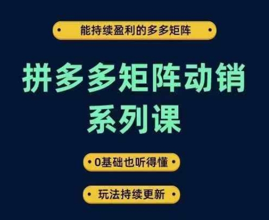 拼多多矩阵动销系列课，能持续盈利的多多矩阵，0基础也听得懂，玩法持续更新-八爪鱼资源库