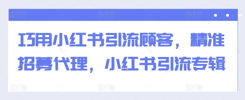 巧用小红书引流顾客，精准招募代理，小红书引流专辑-八爪鱼资源库