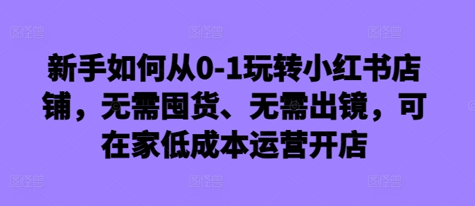 新手如何从0-1玩转小红书店铺，无需囤货、无需出镜，可在家低成本运营开店-八爪鱼资源库