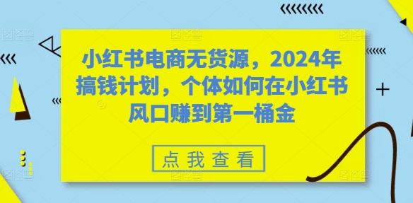小红书电商无货源，2024年搞钱计划，个体如何在小红书风口赚到第一桶金-八爪鱼资源库