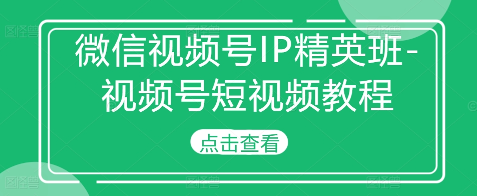 微信视频号IP精英班-视频号短视频教程-八爪鱼资源库