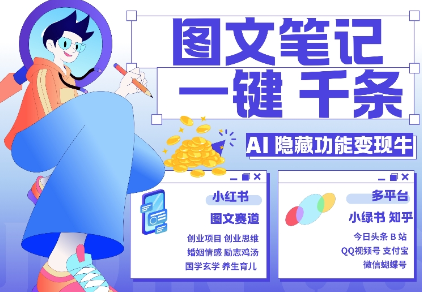 AI隐藏功能，秒生笔记，1分钟产出几千条，教你玩赚小红书小绿书图文引流，变现3w-八爪鱼资源库