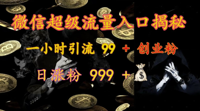 微信超级流量入口揭秘：一小时引流 99 + 创业粉，日涨粉 999 +-八爪鱼资源库
