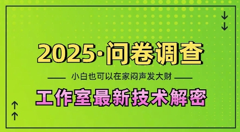 2025问卷调查最新工作室技术解密：一个人在家也可以闷声发大财，小白一天2张，可矩阵放大【揭秘】-八爪鱼资源库