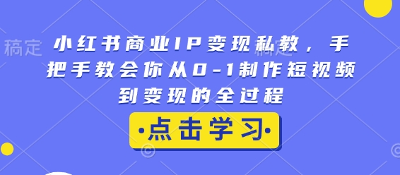 小红书商业IP变现私教，手把手教会你从0-1制作短视频到变现的全过程-八爪鱼资源库