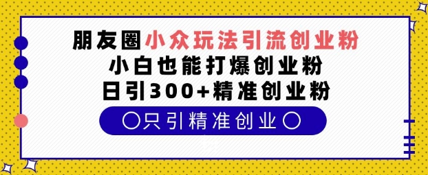 朋友圈小众玩法引流创业粉，小白也能打爆创业粉，日引300+精准创业粉【揭秘】-八爪鱼资源库