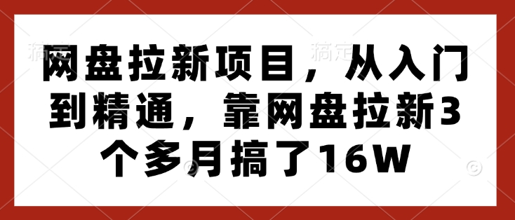 网盘拉新项目，从入门到精通，靠网盘拉新3个多月搞了16W-八爪鱼资源库