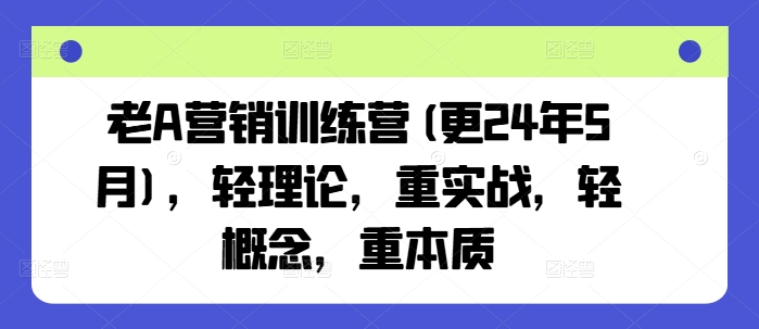 老A营销训练营(更25年1月)，轻理论，重实战，轻概念，重本质-八爪鱼资源库