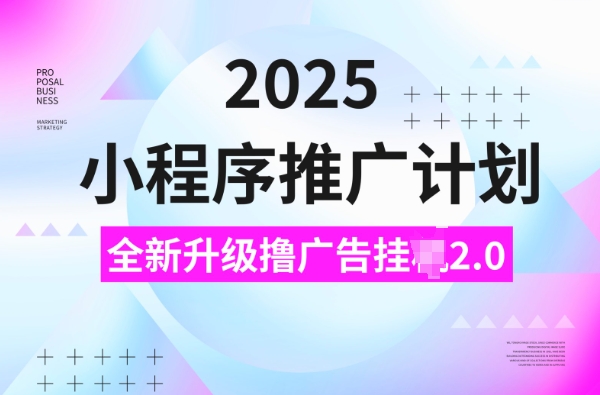 2025小程序推广计划,撸广告挂JI3.0玩法,日均5张【揭秘】-八爪鱼资源库