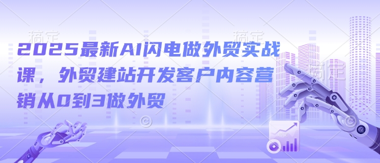 2025最新AI闪电做外贸实战课，外贸建站开发客户内容营销从0到3做外贸-八爪鱼资源库
