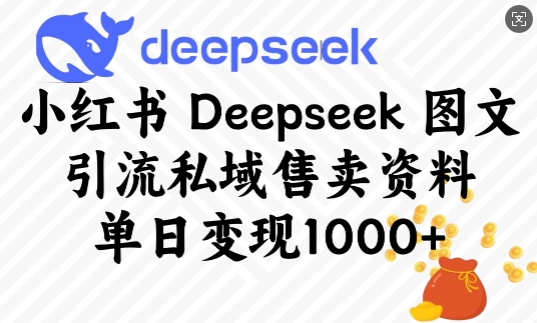 小红书Deepseek图文引流私域售卖资料，单日变现多张-八爪鱼资源库