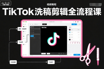 TikTok洗稿剪辑全流程课，PR洗稿剪辑全流程，TK洗稿运营课-八爪鱼资源库