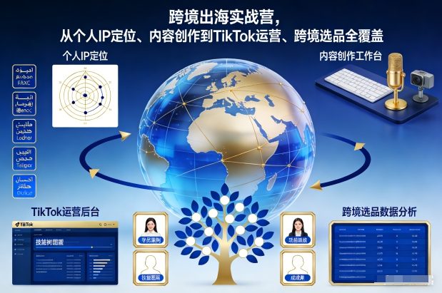 跨境出海实战营，从个人IP定位、内容创作到TikTok运营、跨境选品全覆盖-八爪鱼资源库