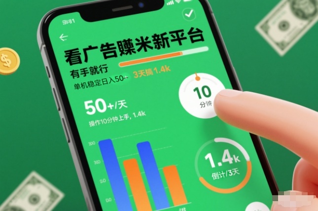 看广告賺米新平台，有手就行，单机稳定日入50+，操作10分钟上手，3天搞了1.4k【揭秘】-八爪鱼资源库