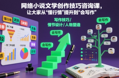 网络小说文学创作技巧咨询课，让大家从“懂行情”提升到”会写作”的高度-八爪鱼资源库