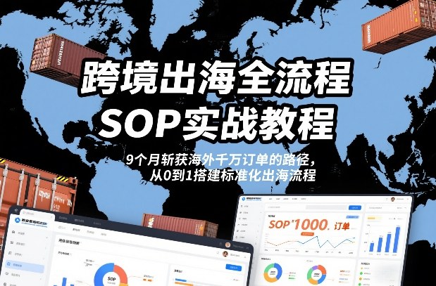 跨境出海全流程全盘托出SOP实战教程，9个月斩获海外千万订单的路径，从0到1搭建标准化出海流程-八爪鱼资源库