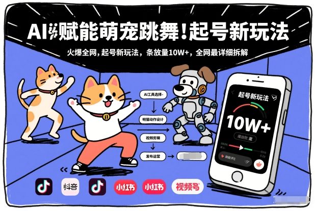 AI赋能萌宠跳舞，火爆全网，起号新玩法，条条播放量10W+，全网最详细拆解-八爪鱼资源库