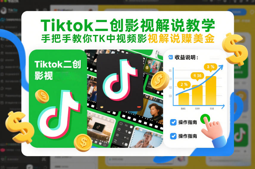 Tiktok二创影视解说教学，手把手教你TK中视频影视解说賺美金（更新26年1月）-八爪鱼资源库