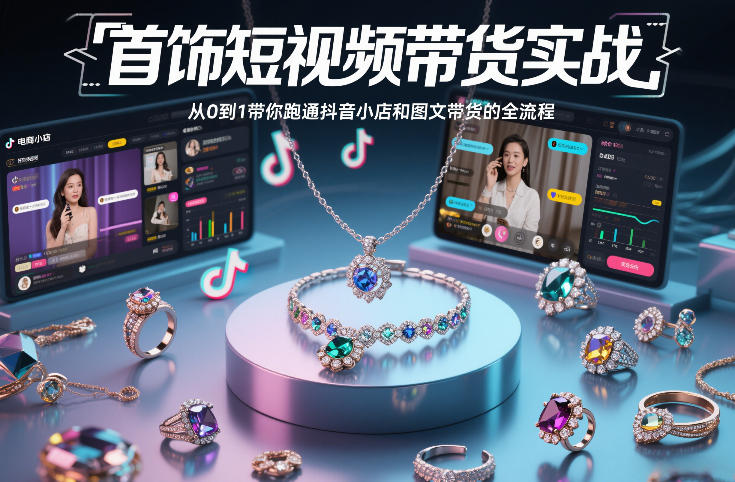 首饰短视频带货实战，从0到1带你跑通抖音小店和图文带货的全流程-八爪鱼资源库