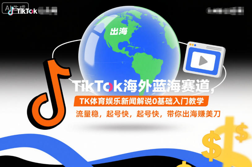 TikTok海外蓝海赛道，TK体育娱乐新闻解说0基础入门教学，流量稳，起号快，带你出海賺美刀-八爪鱼资源库