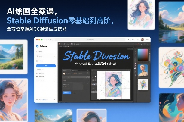 AI绘画全案课，Stable Diffusion零基础到高阶，全方位掌握AIGC视觉生成技能-八爪鱼资源库