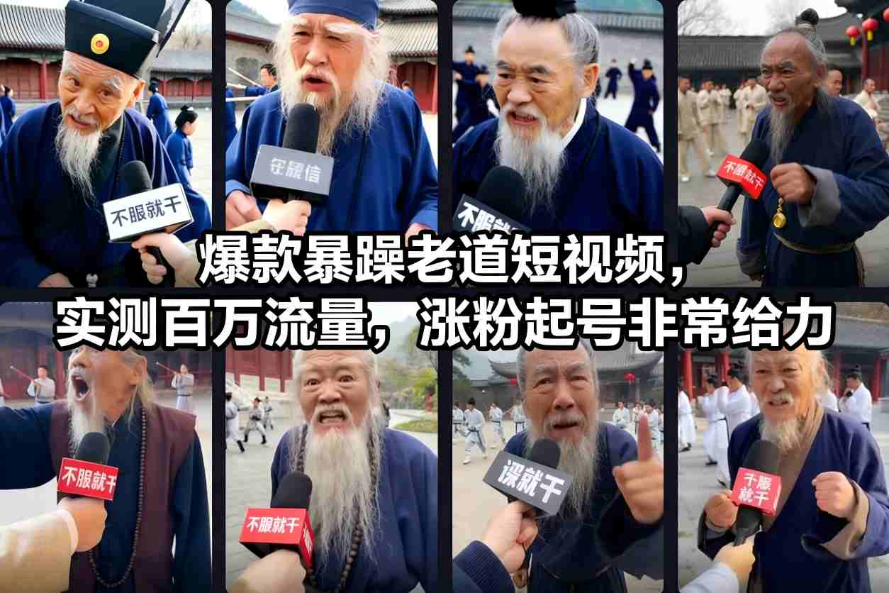 爆款暴躁老道短视频，实测百万流量，涨粉起号非常给力-八爪鱼资源库