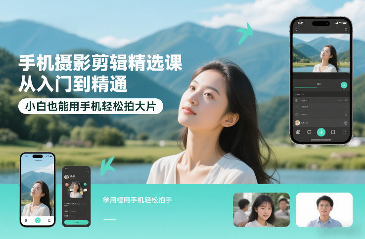 手机摄影剪辑精选课，从入门到精通，小白也能用手机轻松拍大片-八爪鱼资源库