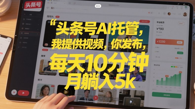 头条号AI托管，我提供视频，你发布，每天10分钟，月躺入5k+【揭秘】-八爪鱼资源库