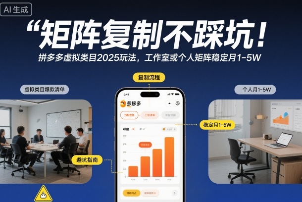 矩阵复制不踩坑！拼多多虚拟类目2025玩法，工作室或者个人矩阵稳定月1-5W【揭秘】-八爪鱼资源库