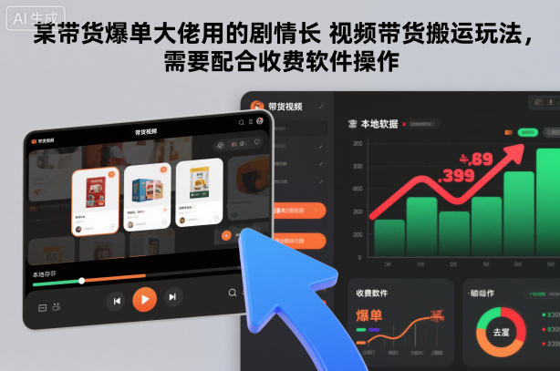 某带货爆单大佬用的剧情长视频带货搬运玩法，需要配合收费软件操作-八爪鱼资源库