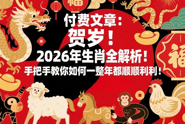 付费文章：贺岁！2026年生肖全解析！手把手教你如何一整年都顺顺利利！-八爪鱼资源库