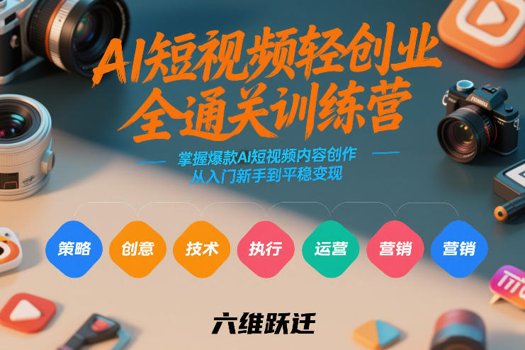 AI短视频轻创业全通关训练营，掌握爆款AI短视频内容创作，从入门新手到平稳变现的六维跃迁-八爪鱼资源库