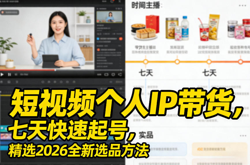 短视频个人IP带货，七天快速起号，精选2026全新选品方法-八爪鱼资源库