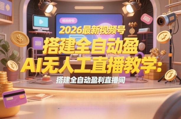 2026最新视频号AI无人直播教学：搭建全自动盈利直播间，低成本开启副业变现-八爪鱼资源库
