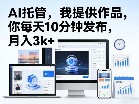 公众号AI托管，我提供作品，你每天10分钟发布，月入3k+【揭秘】-八爪鱼资源库