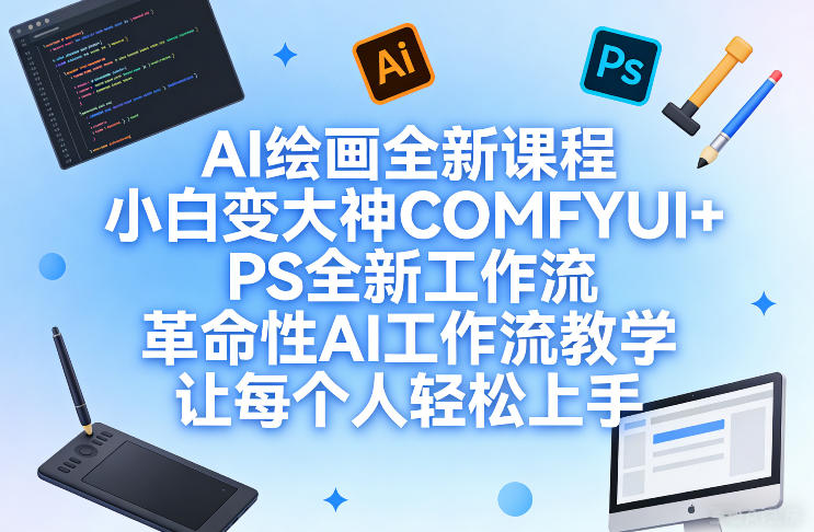 AI绘画全新课程，小白变大神COMFYUI+PS全新工作流，革命性AI工作流教学，让每个人轻松上手-八爪鱼资源库