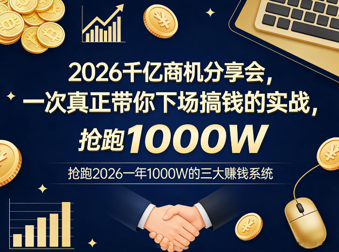 2026千亿商机分享会，一次真正带你下场搞钱的实战，抢跑2026一年1000W的三大賺钱系统-八爪鱼资源库