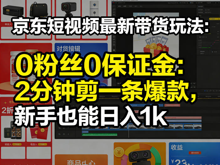 京东短视频最新带货玩法，0粉丝0保证金，2分钟剪一条爆款，新手也能日入1k+【揭秘】-八爪鱼资源库