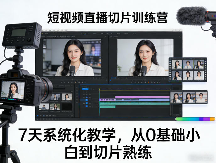 短视频直播切片训练营，7天系统化教学，从0基础小白到切片熟练-八爪鱼资源库