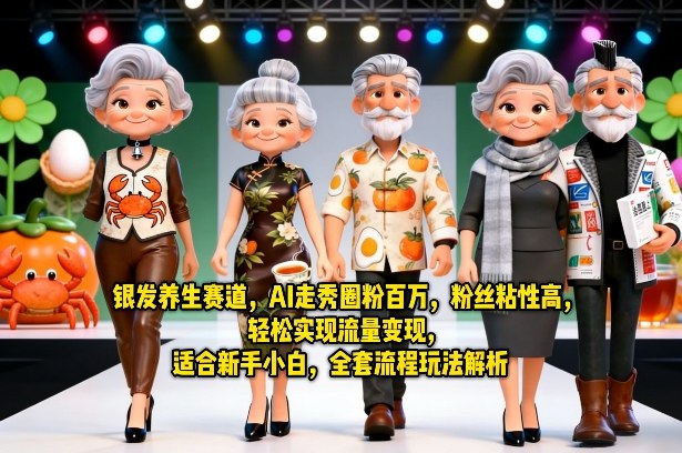 银发养生赛道，AI走秀圈粉百万，粉丝粘性高，轻松实现流量变现，适合新手小白，全套流程玩法解析-八爪鱼资源库