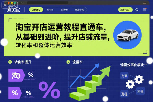 淘宝开店运营教程直通车，从基础到进阶，提升店铺流量，转化率和整体运营效率（更新26年3月）-八爪鱼资源库
